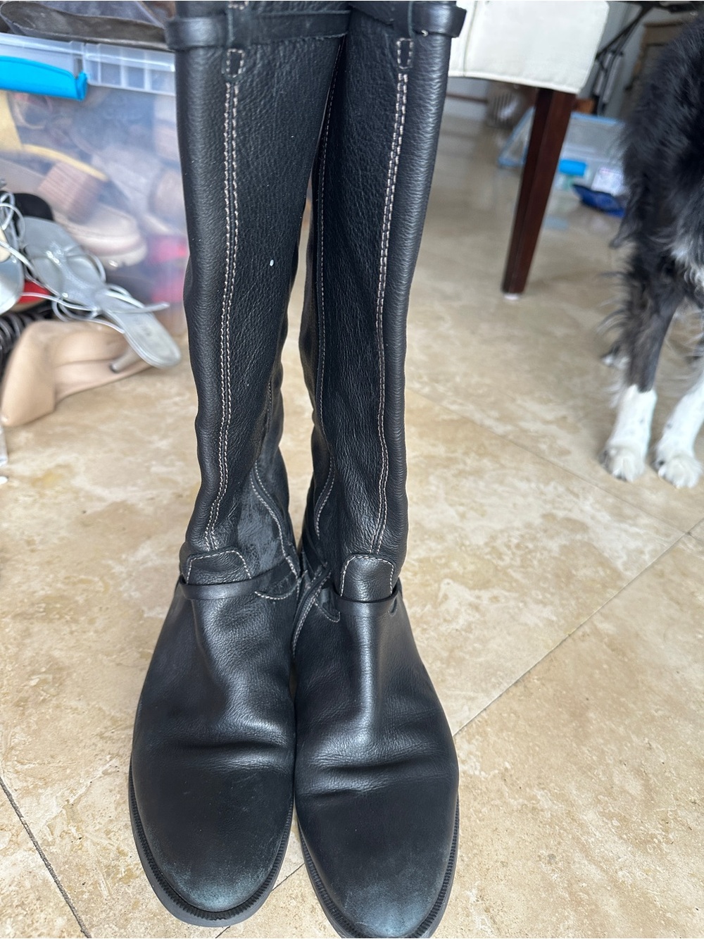 J. Crew Black Over-The-Knee Leather Boots